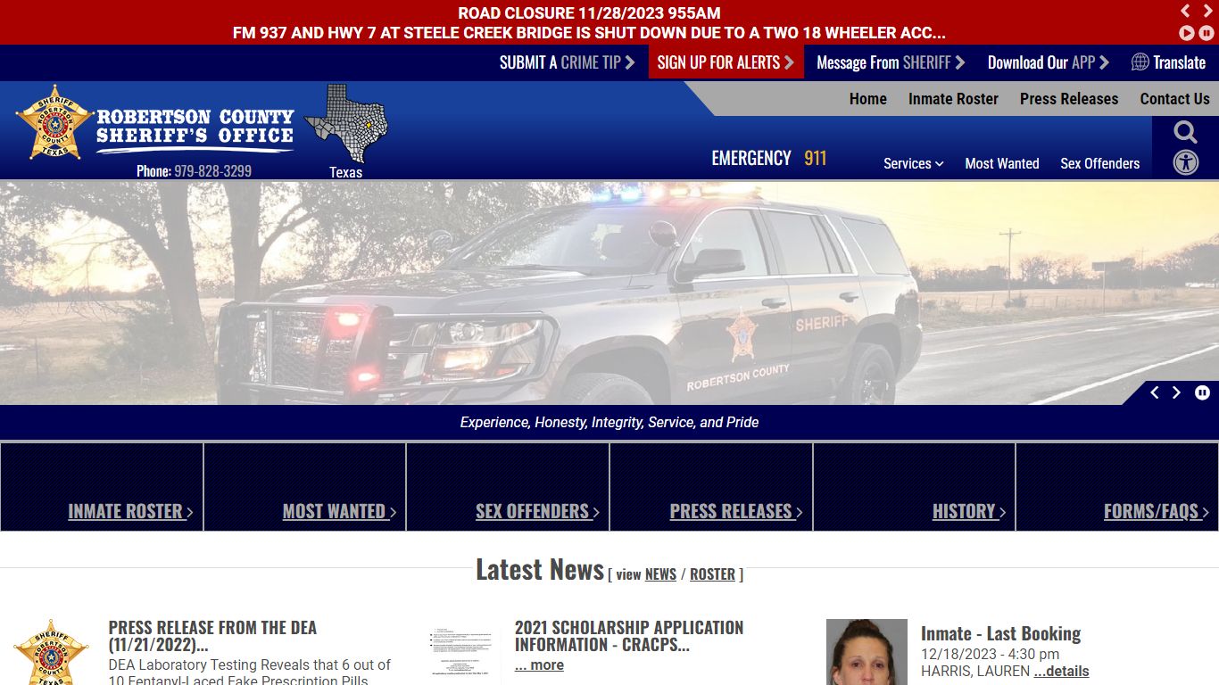 Inmate Roster - Robertson County TX Sheriff