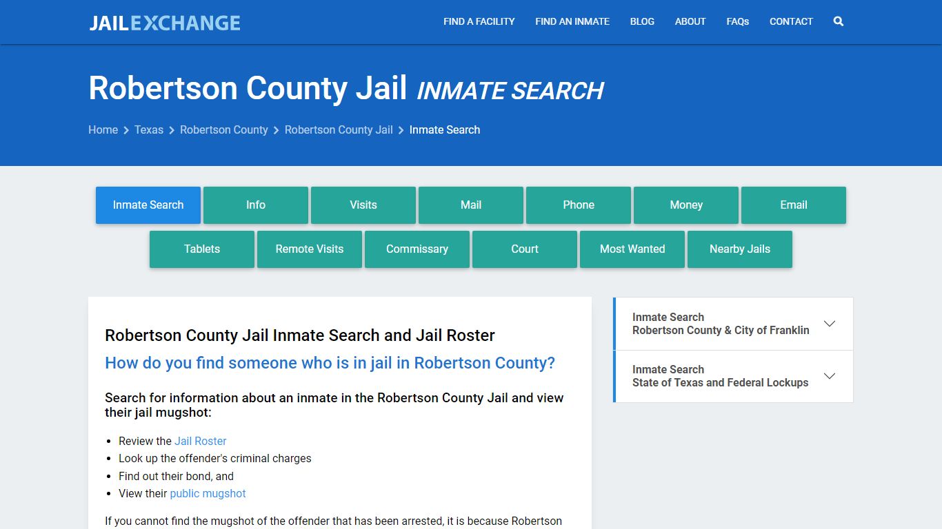 Inmate Search: Roster & Mugshots - Robertson County Jail, TX